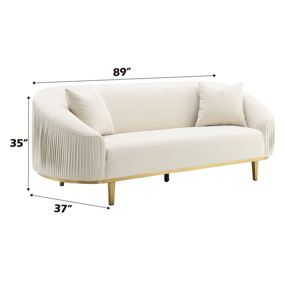 Martina Sofa w/2 Pillows, Ivory Velvet
