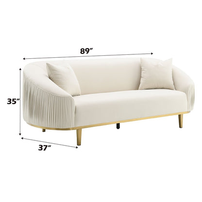 Martina Sofa w/2 Pillows, Ivory Velvet