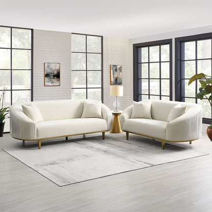 Martina Sofa w/2 Pillows, Ivory Velvet