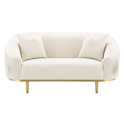 Martina Loveseat w/2 Pillows, Ivory Velvet