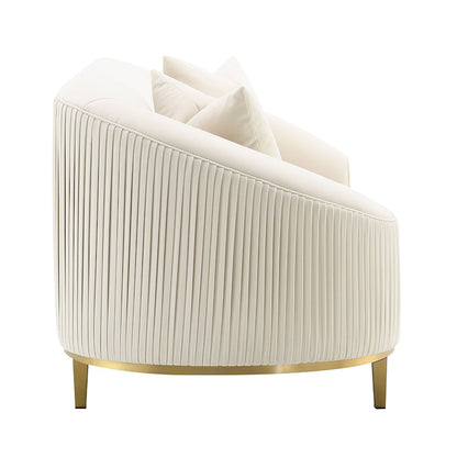 Martina Loveseat w/2 Pillows, Ivory Velvet