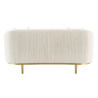 Martina Loveseat w/2 Pillows, Ivory Velvet