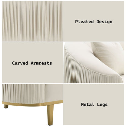 Martina Loveseat w/2 Pillows, Ivory Velvet