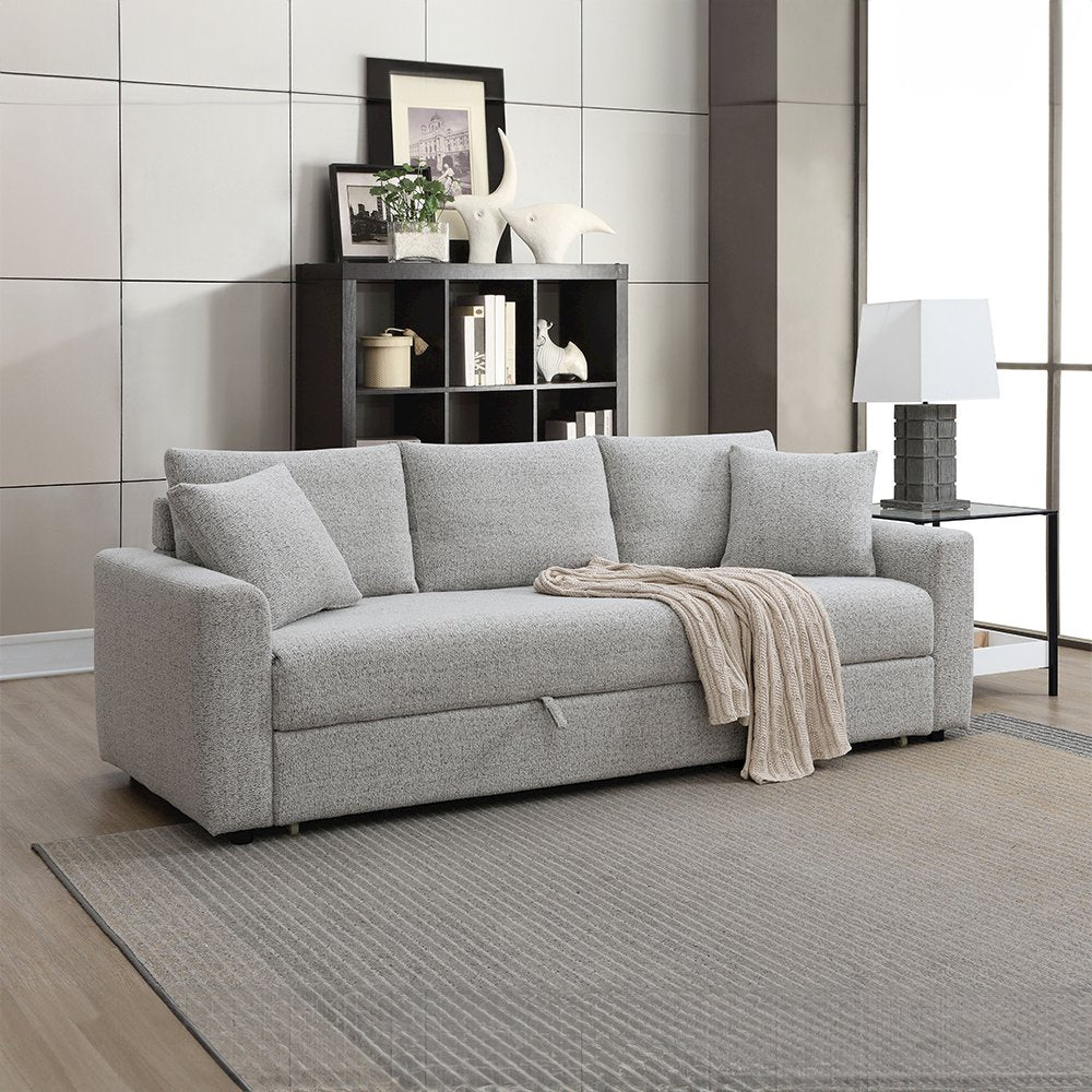 Connie Sofa w/Sleeper & 2 Pillows (Full), Gray Boucle