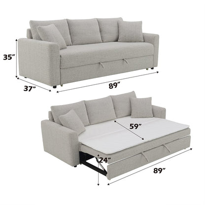 Connie Sofa w/Sleeper & 2 Pillows (Full), Gray Boucle