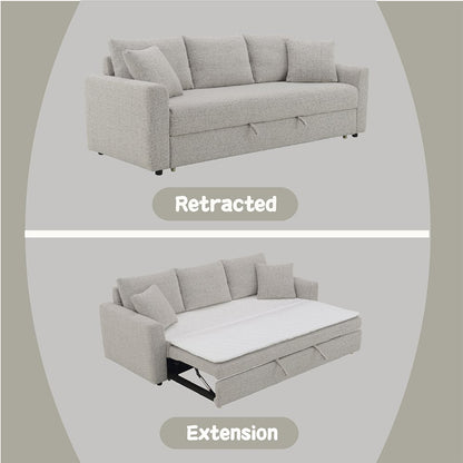Connie Sofa w/Sleeper & 2 Pillows (Full), Gray Boucle
