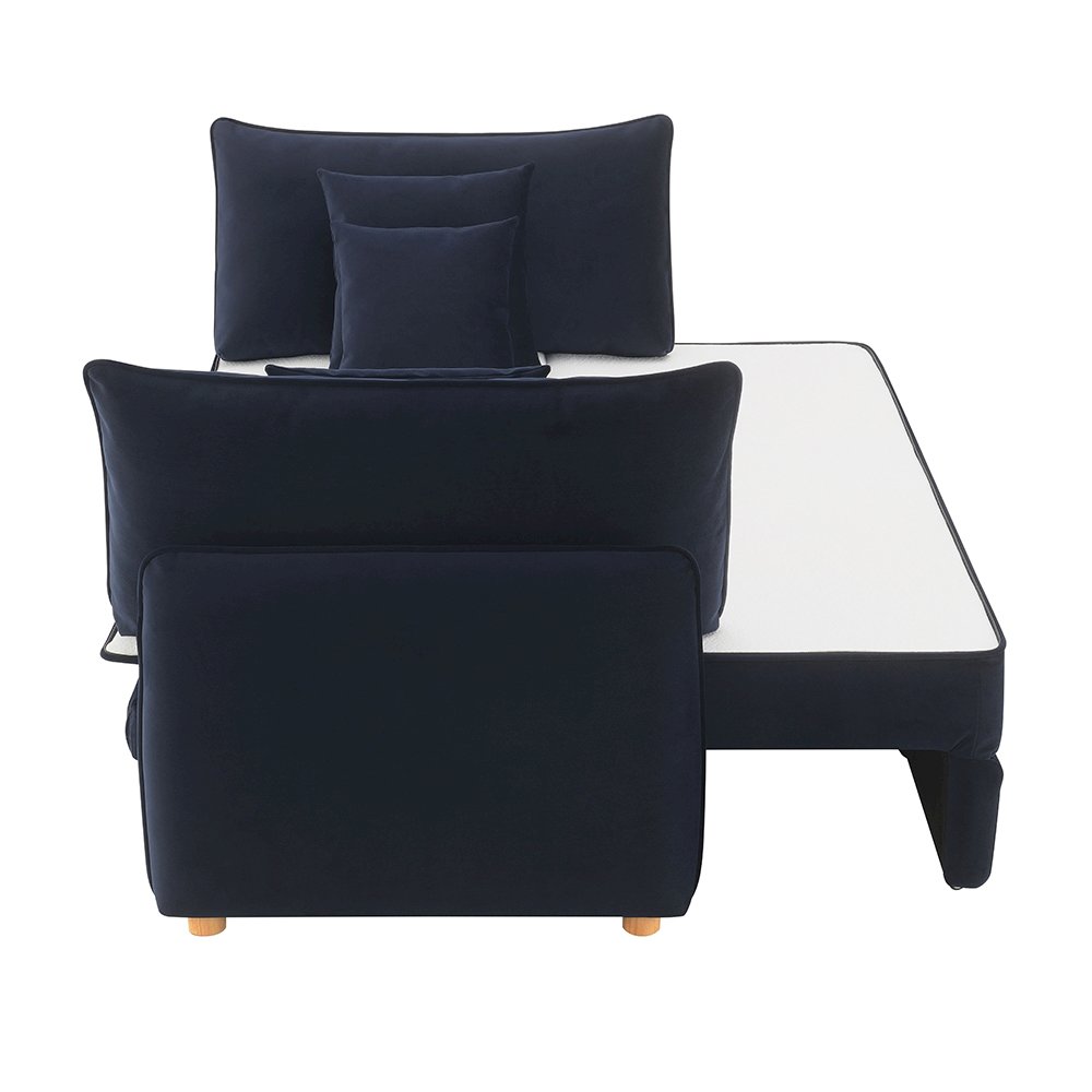 Irina Sofa w/Sleeper & 3 Pillows (Full), Blue Velvet