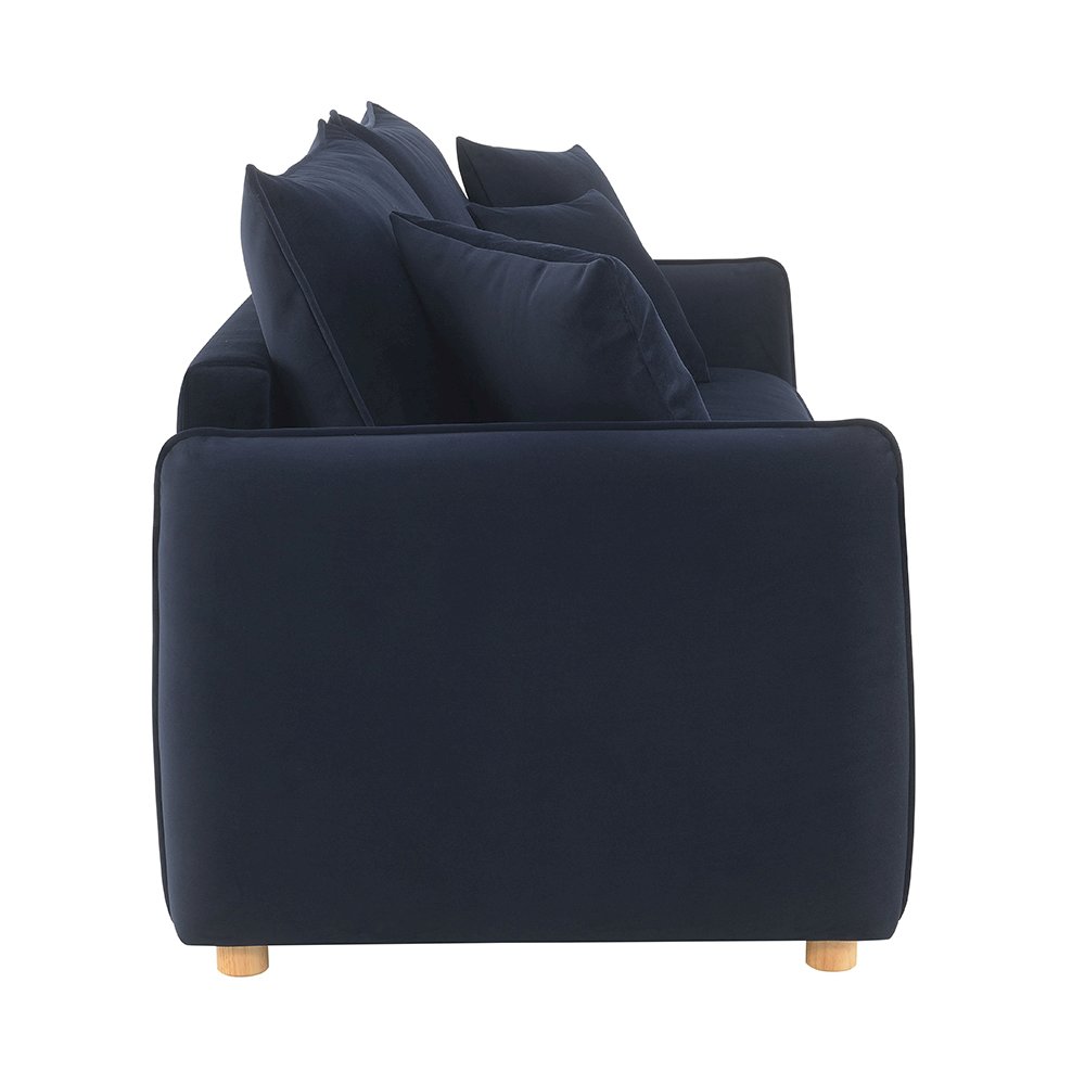 Irina Sofa w/Sleeper & 3 Pillows (Full), Blue Velvet