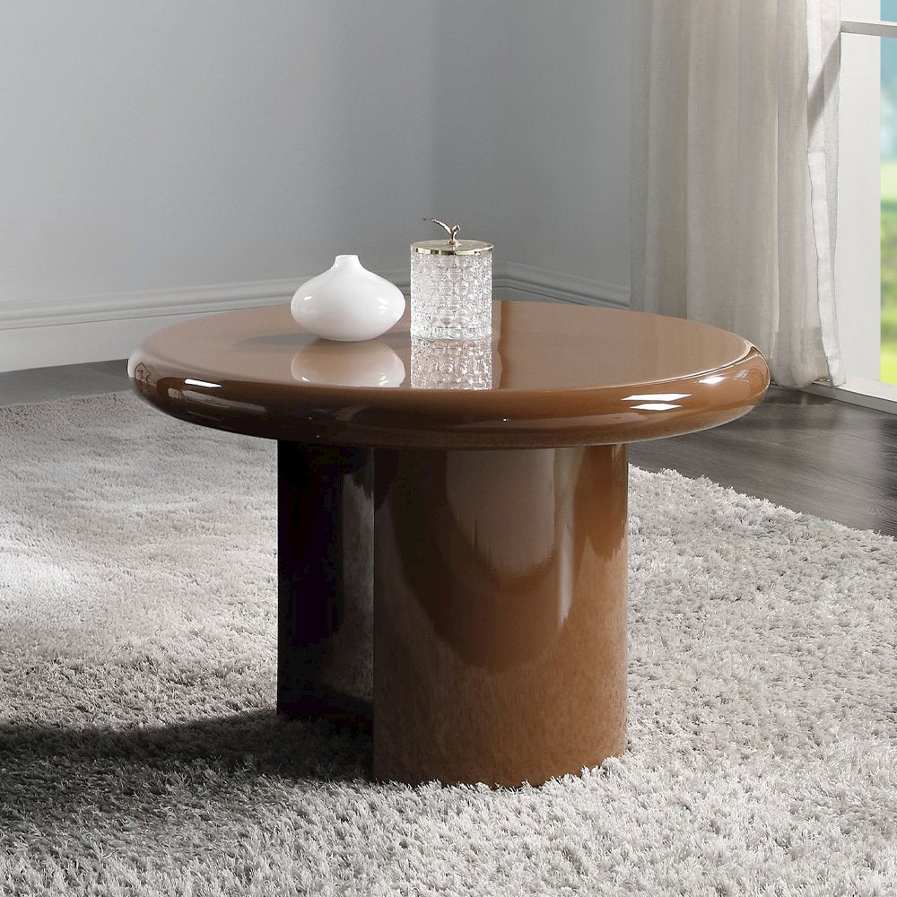 Ronald End Table, Marble Pattern Top, Dark Green & Brown High Gloss