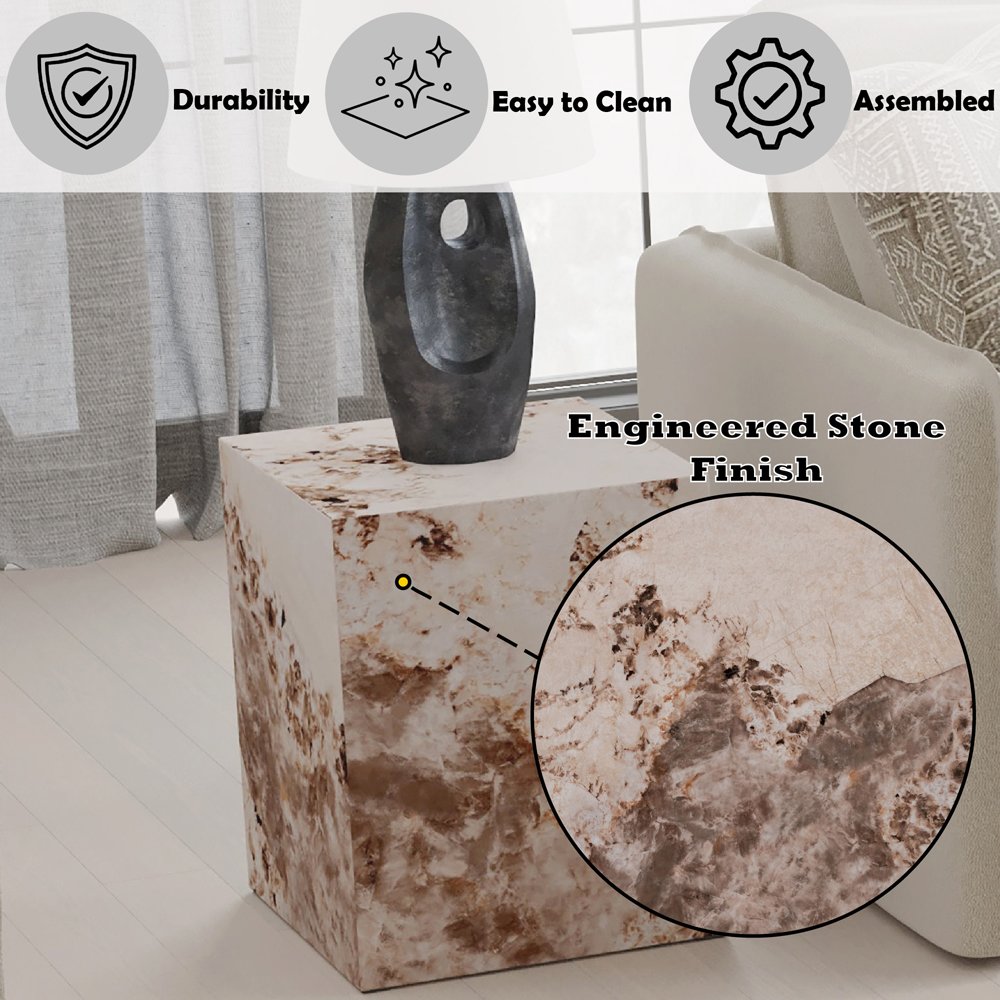 Fultan End Table, Engineered Stone