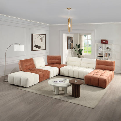 Loanna Modular - Armless Chair, Coral Red Linen