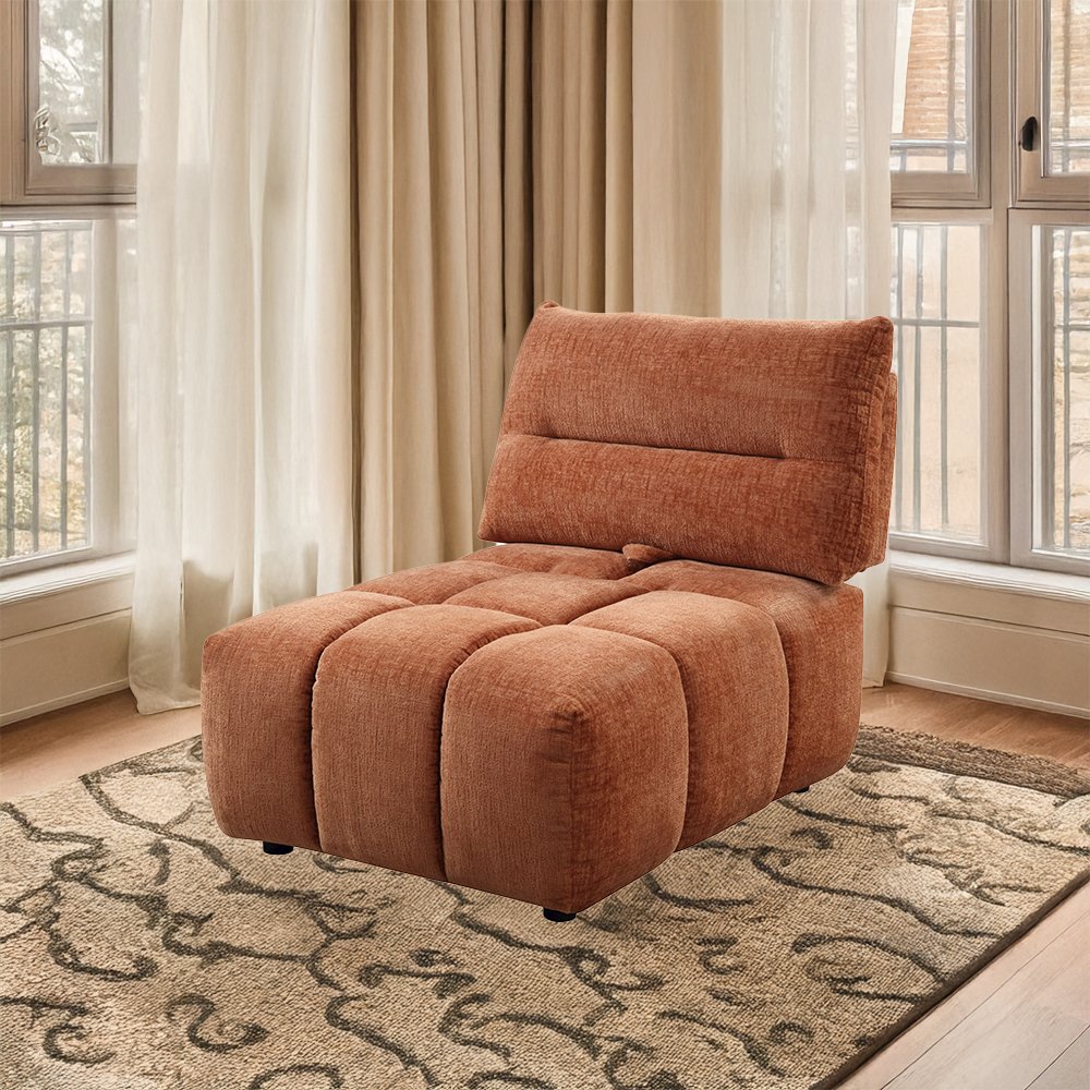 Loanna Modular - Armless Chair, Coral Red Linen