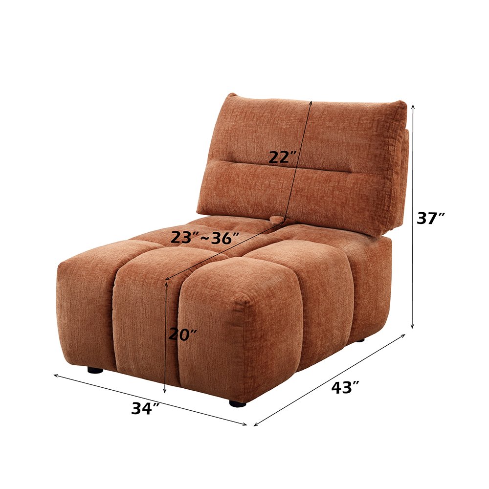 Loanna Modular - Armless Chair, Coral Red Linen
