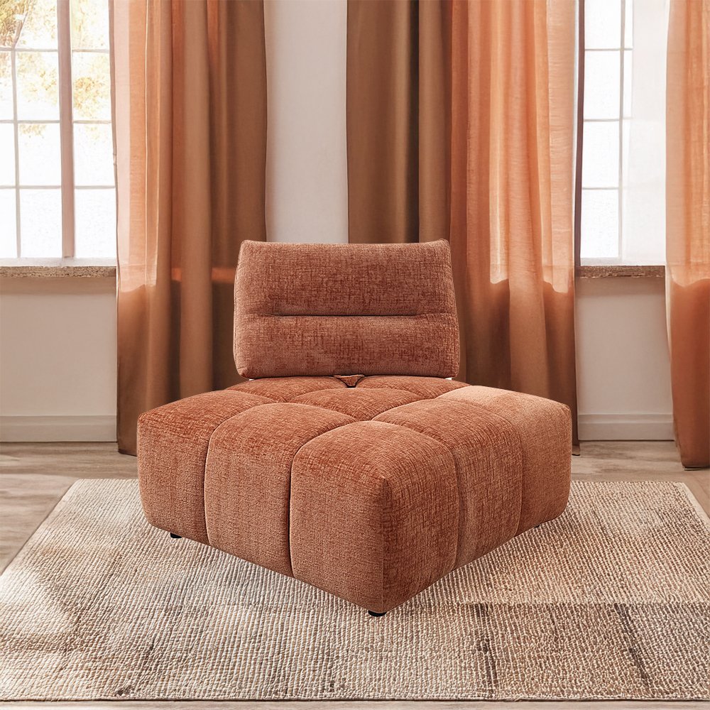 Loanna Modular - Wedge, Coral Red Linen