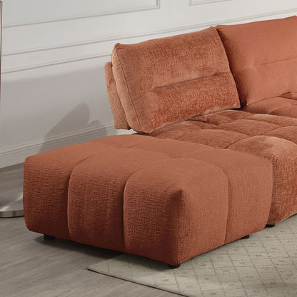 Loanna Ottoman, Coral Red Linen
