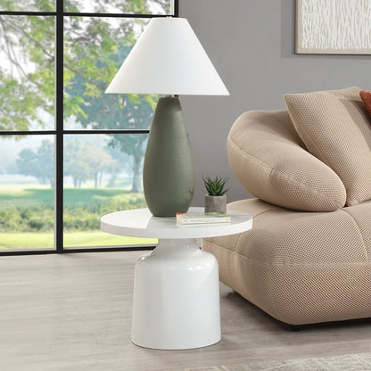 Zaid End Table, Engineering Marble & White High Gloss