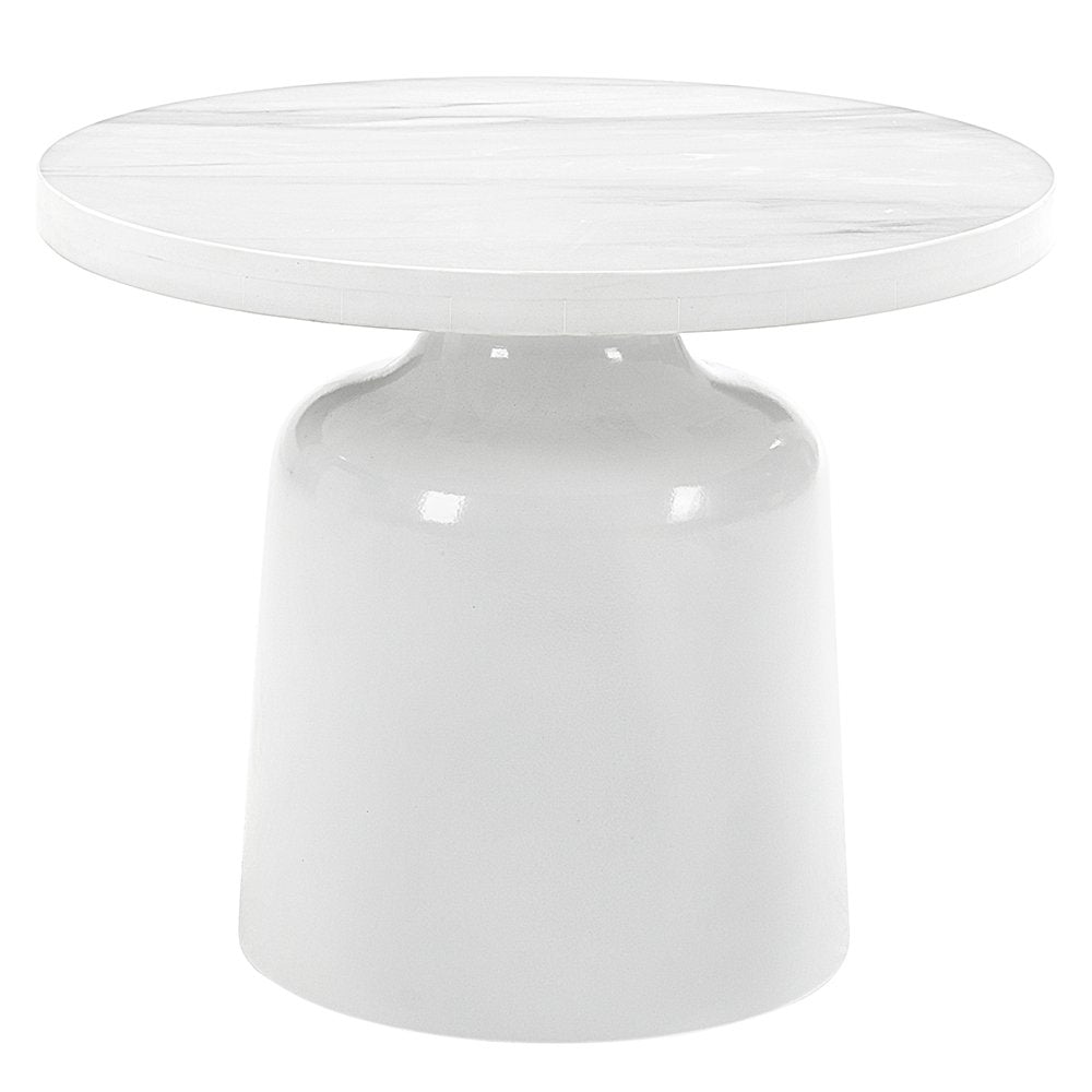 Zaid End Table, Engineering Marble & White High Gloss