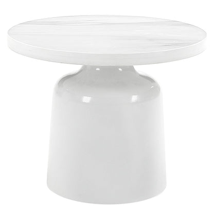 Zaid End Table, Engineering Marble & White High Gloss
