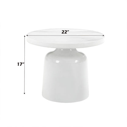 Zaid End Table, Engineering Marble & White High Gloss