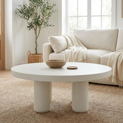 White Coffee Table Single Piece with Sleek Surface and Minimalist Design
