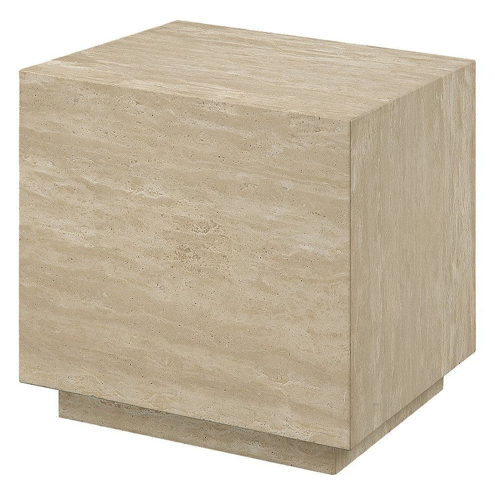 Deon End Table, Beige Natrual Travertine