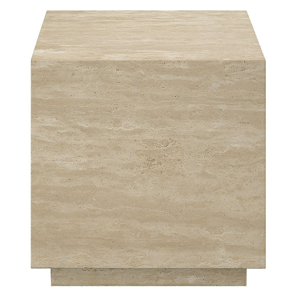 Deon End Table, Beige Natrual Travertine