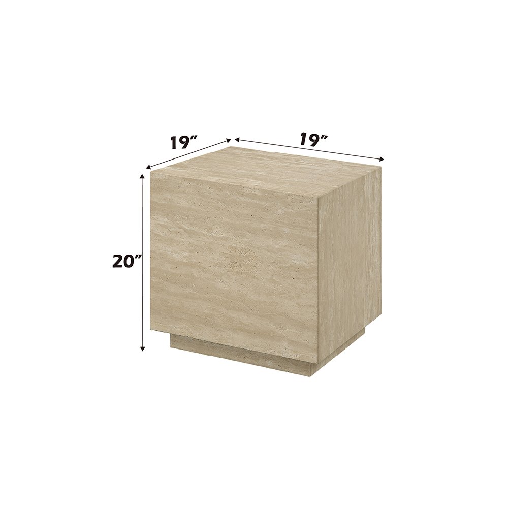 Deon End Table, Beige Natrual Travertine