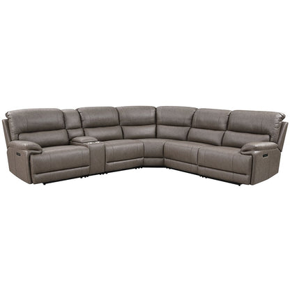Kantu Power Motion Sectional Sofa w/USB Port, Brown Leatherette