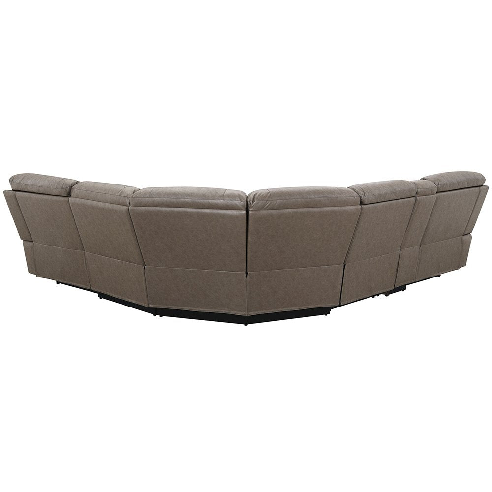 Kantu Power Motion Sectional Sofa w/USB Port, Brown Leatherette