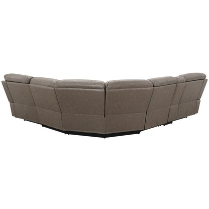 Kantu Power Motion Sectional Sofa w/USB Port, Brown Leatherette