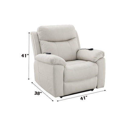 Chriki Power Recliner w/Lift & Heating & Massage, Beige Polished Microfiber