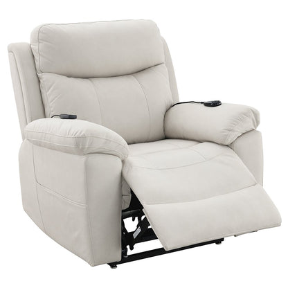 Chriki Power Recliner w/Lift & Heating & Massage, Beige Polished Microfiber