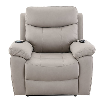Chriki Power Recliner w/Lift & Heating & Massage, Light Gray Polished Microfiber