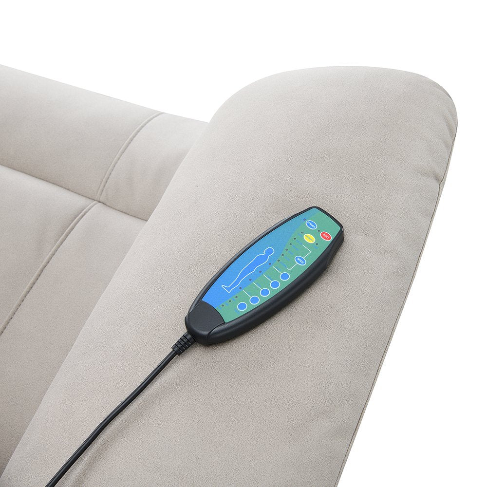Chriki Power Recliner w/Lift & Heating & Massage, Light Gray Polished Microfiber