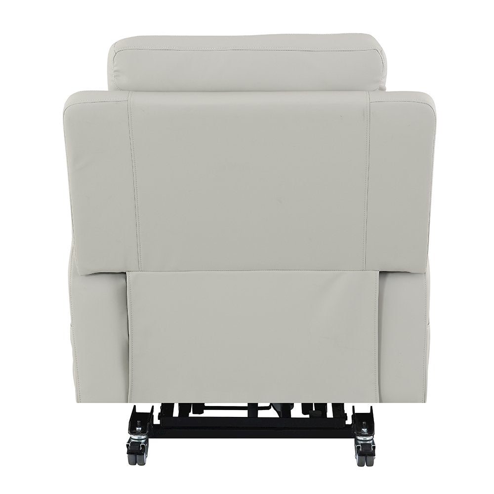 Marsha Power Recliner w/Lift, Heating & Massage, Light Gray Silicone Leatherette