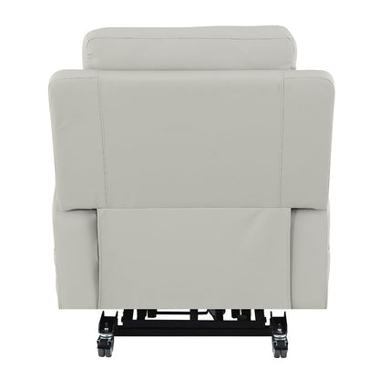 Marsha Power Recliner w/Lift, Heating & Massage, Light Gray Silicone Leatherette