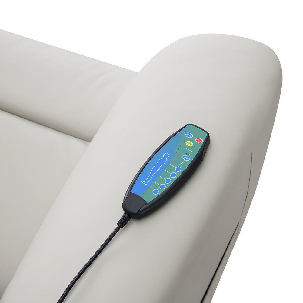 Marsha Power Recliner w/Lift, Heating & Massage, Light Gray Silicone Leatherette