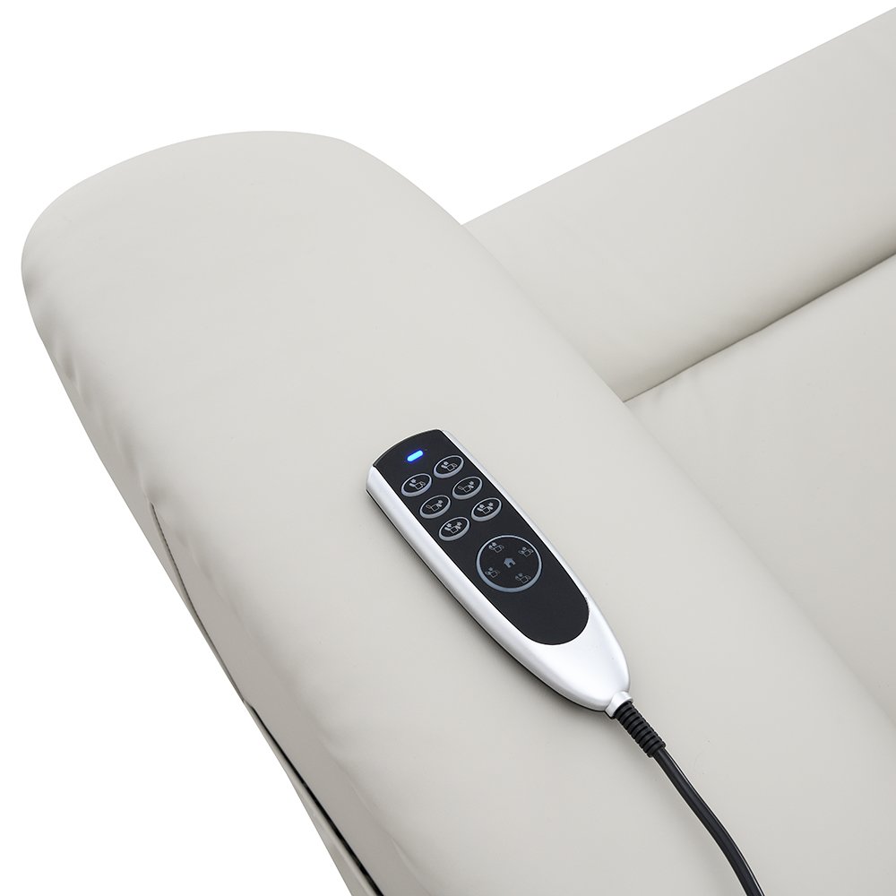 Marsha Power Recliner w/Lift, Heating & Massage, Light Gray Silicone Leatherette