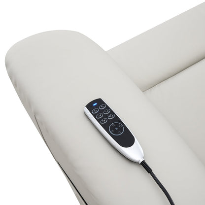 Marsha Power Recliner w/Lift, Heating & Massage, Light Gray Silicone Leatherette