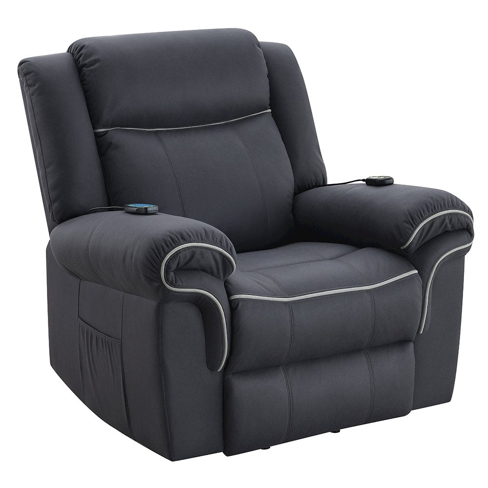 Domana Power Recliner w/Lift & Heating & Massage, Dark Blue Polished Microfiber