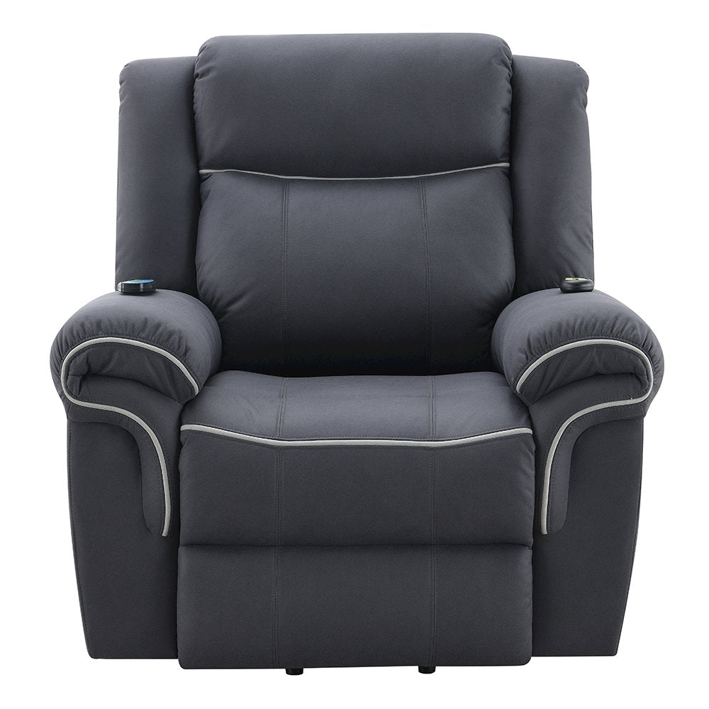 Domana Power Recliner w/Lift & Heating & Massage, Dark Blue Polished Microfiber