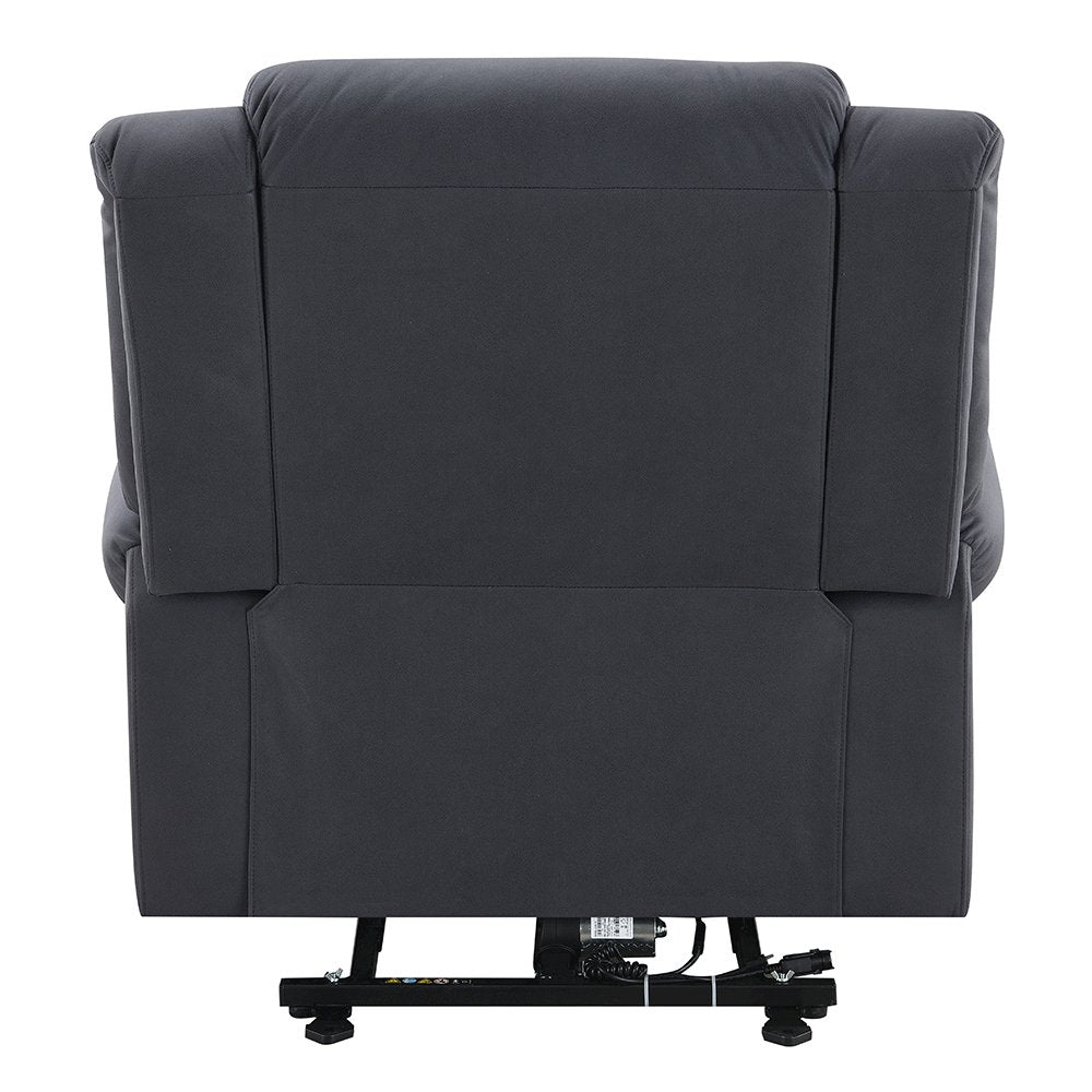 Domana Power Recliner w/Lift & Heating & Massage, Dark Blue Polished Microfiber