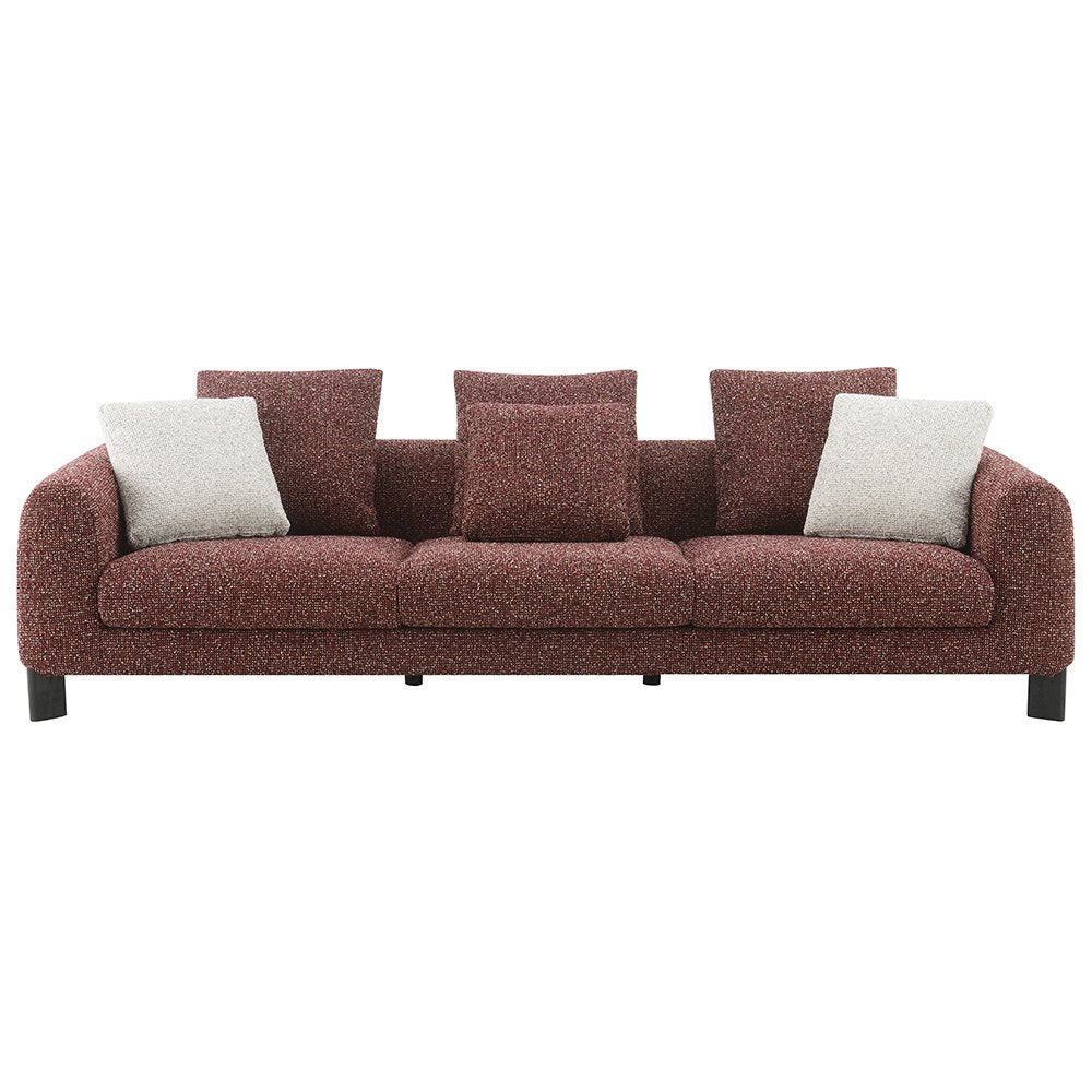 Mardi Sofa w/6 Pillows, Maroon Tweed