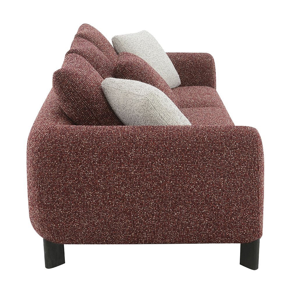 Mardi Sofa w/6 Pillows, Maroon Tweed