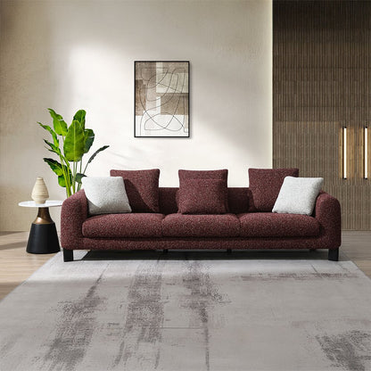 Mardi Sofa w/6 Pillows, Maroon Tweed