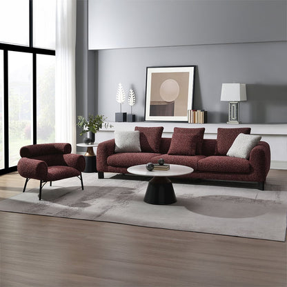 Mardi Sofa w/6 Pillows, Maroon Tweed