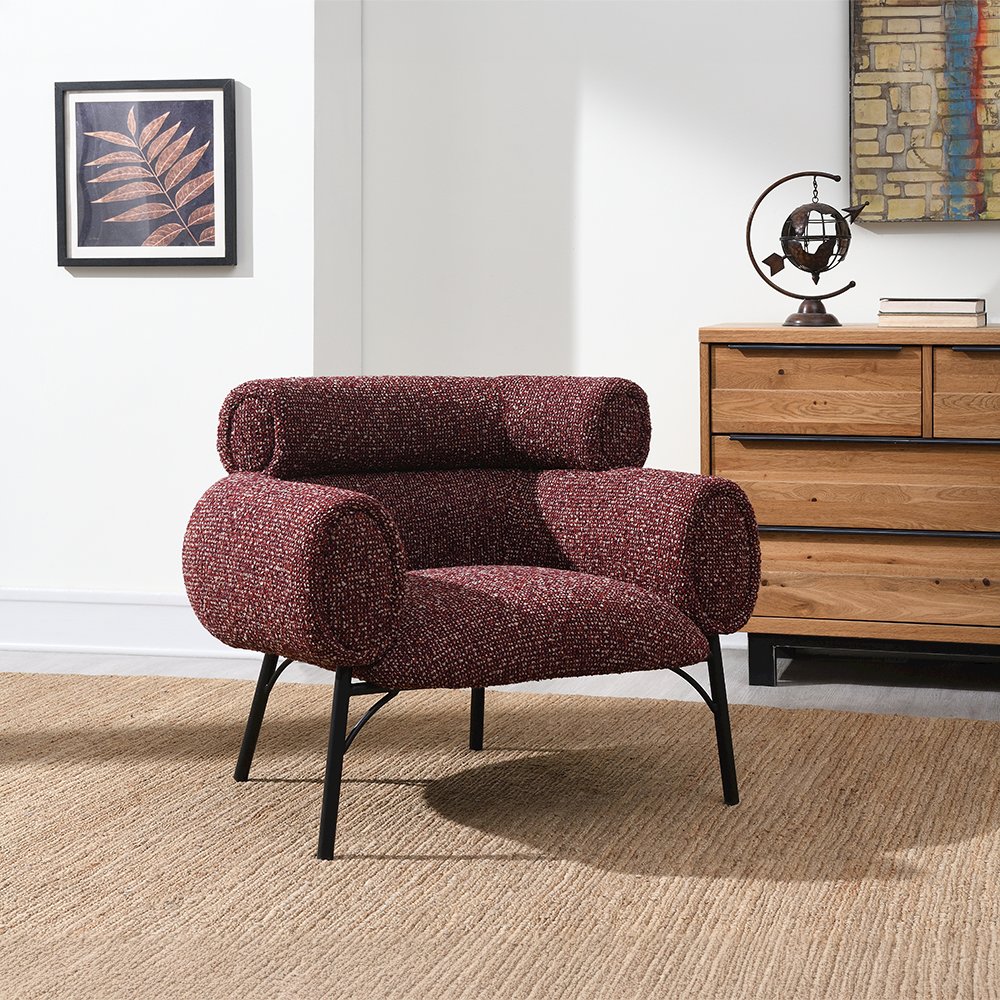Mardi Chair, Maroon Tweed