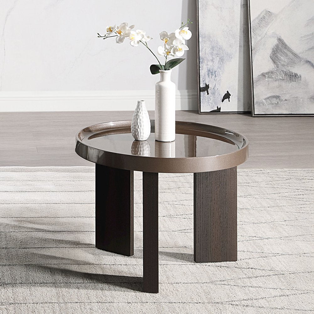 Lakita End Table, Blackish Green/ Dark Blond High Gloss & Smoked Oak