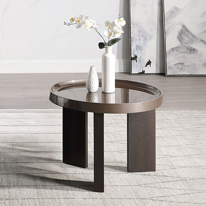 Lakita End Table, Blackish Green/ Dark Blond High Gloss & Smoked Oak