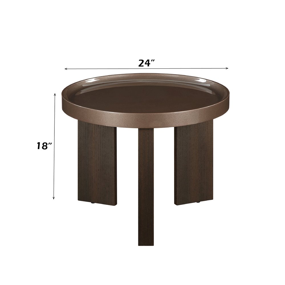 Lakita End Table, Blackish Green/ Dark Blond High Gloss & Smoked Oak